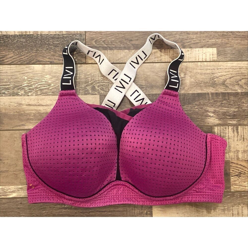 Livi Plus Size Full Support Sport Athletic Bra Wireless Purple 38DD